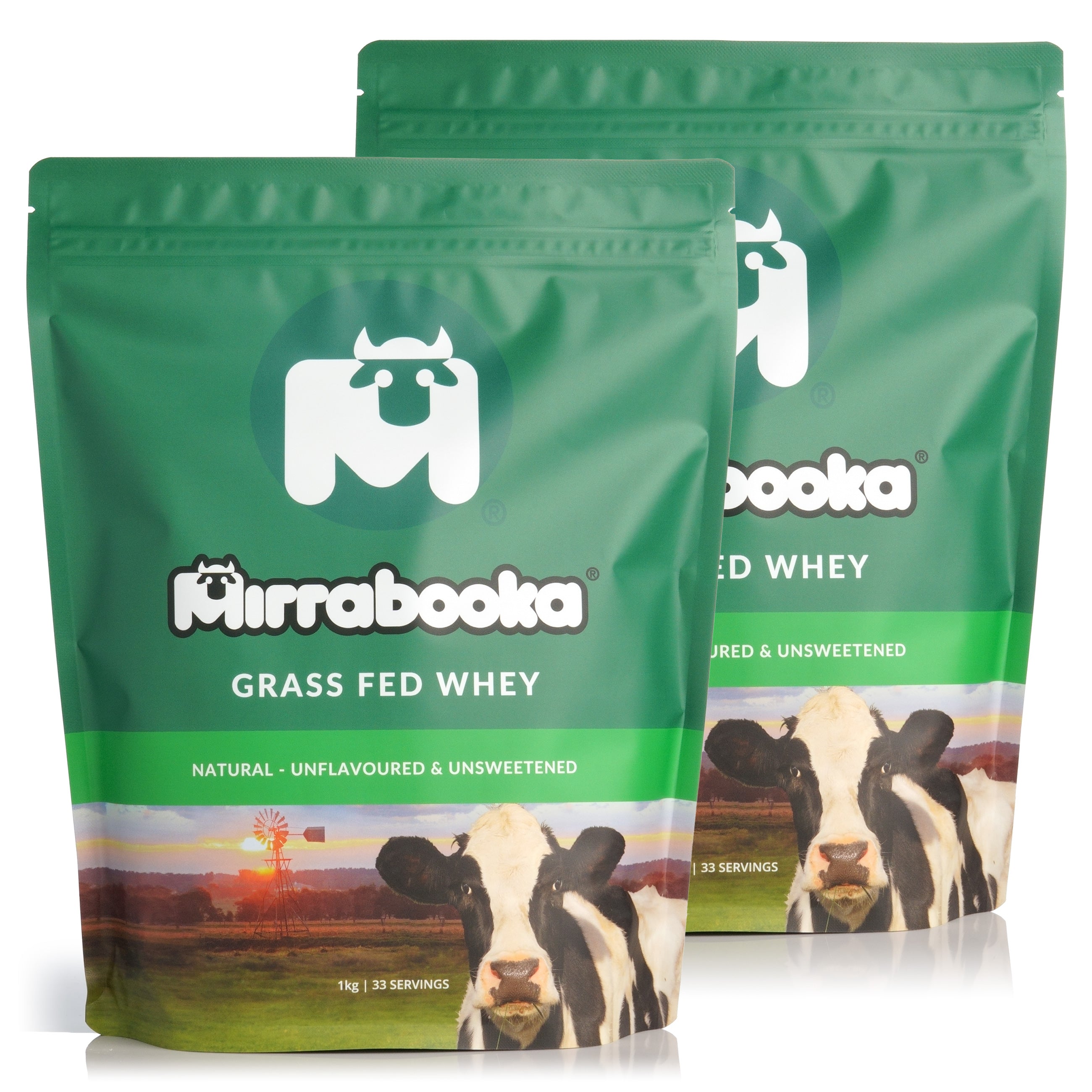 Grass Fed Whey Protein 2 x 1kg Natural Twin Pack