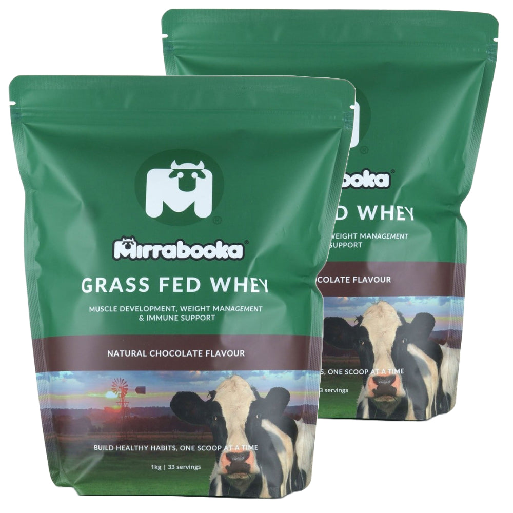 Grass Fed Whey Protein 2 x 1kg Chocolate Twin Pack