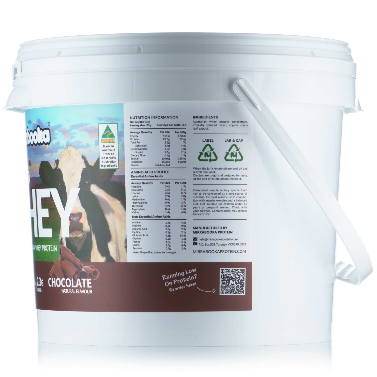 Grass Fed Whey Protein Chocolate 5kg (166 servings)