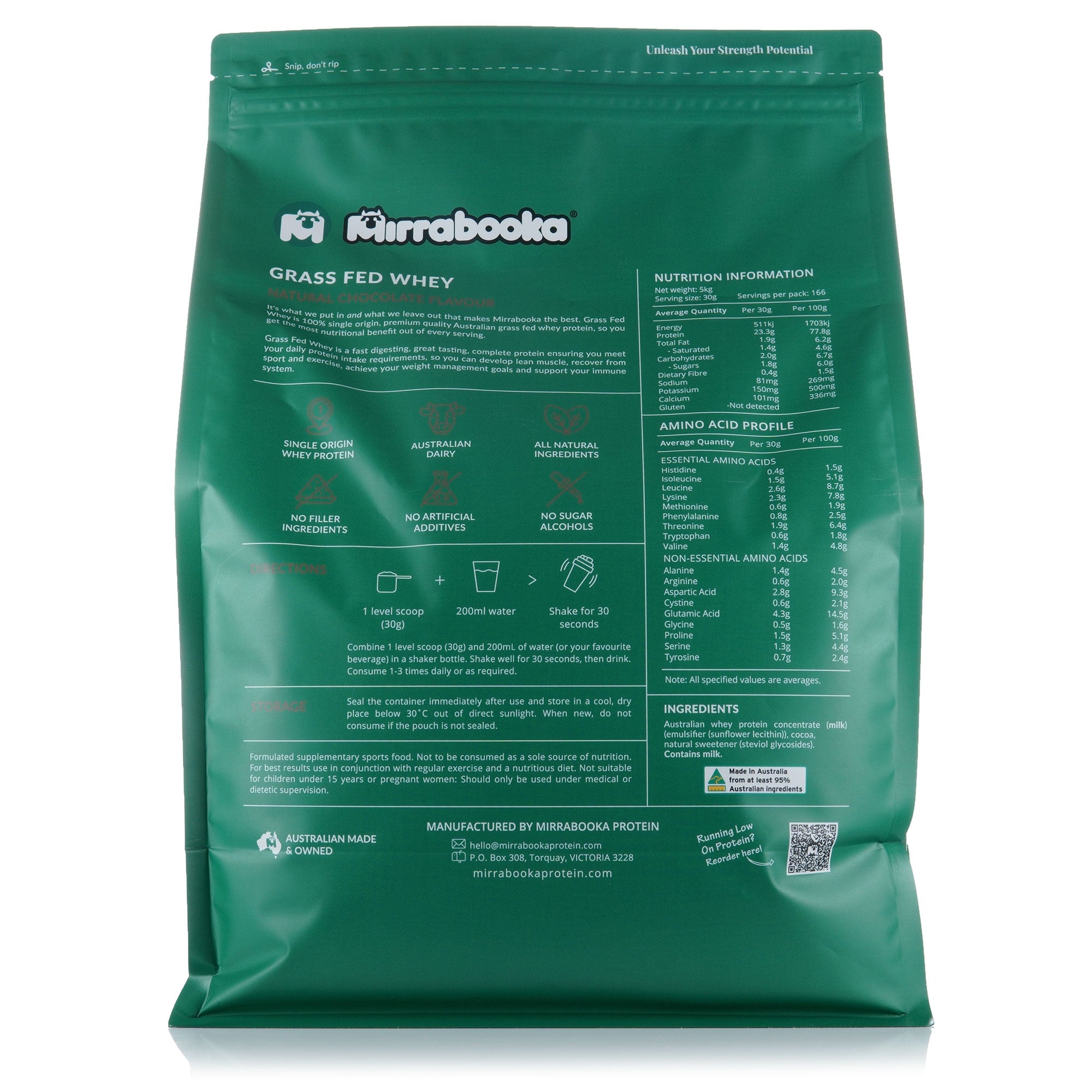 Grass Fed Whey Protein Chocolate 5kg (166 servings)