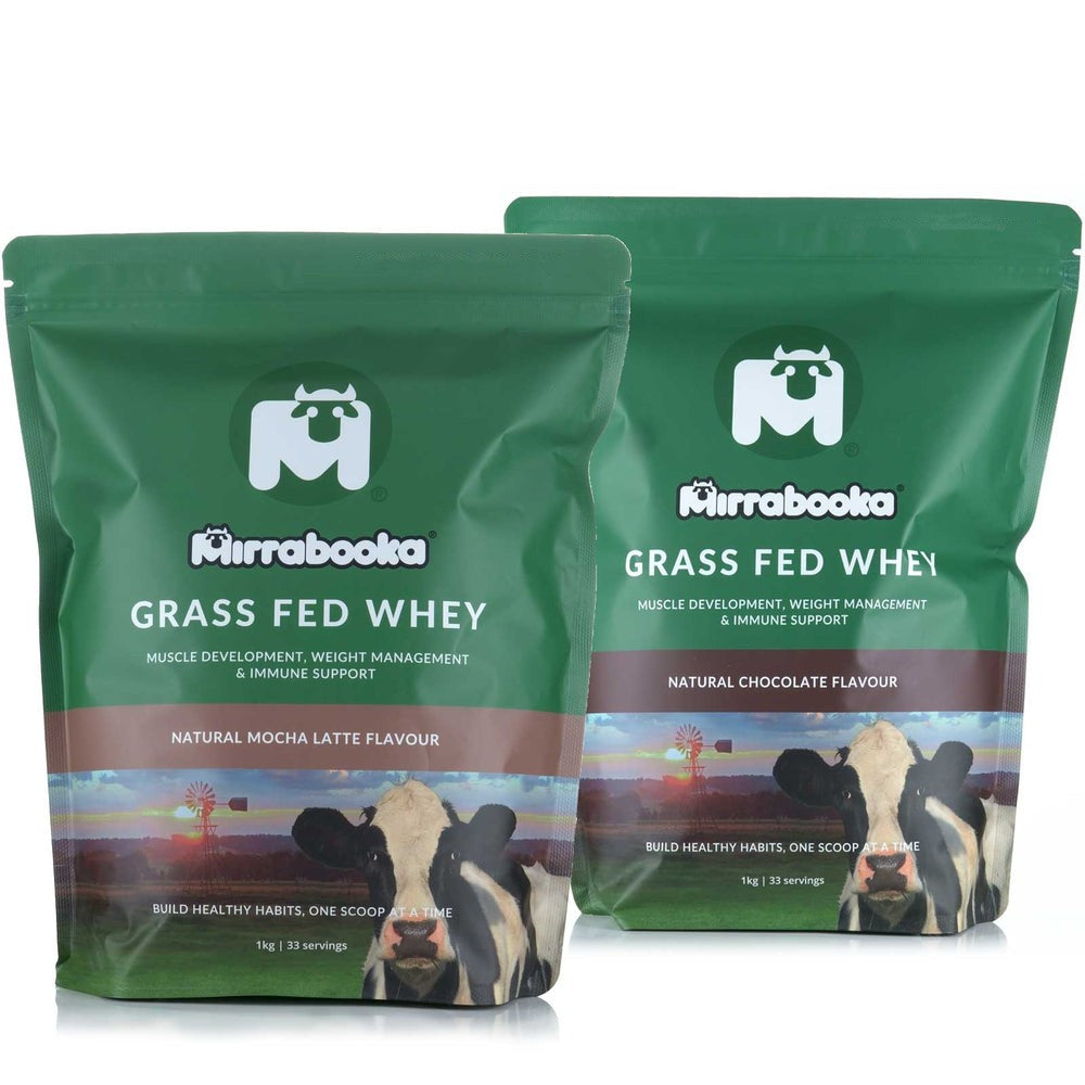 Grass Fed Whey Protein 1kg Mocha & 1kg Chocolate Twin Pack