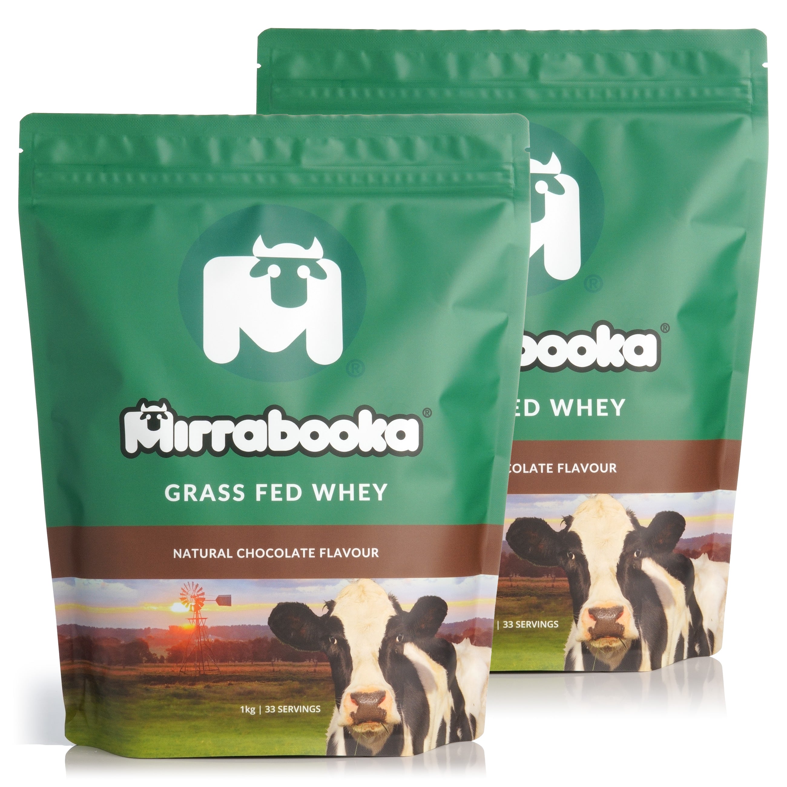 Grass Fed Whey Protein 2 x 1kg Chocolate Twin Pack
