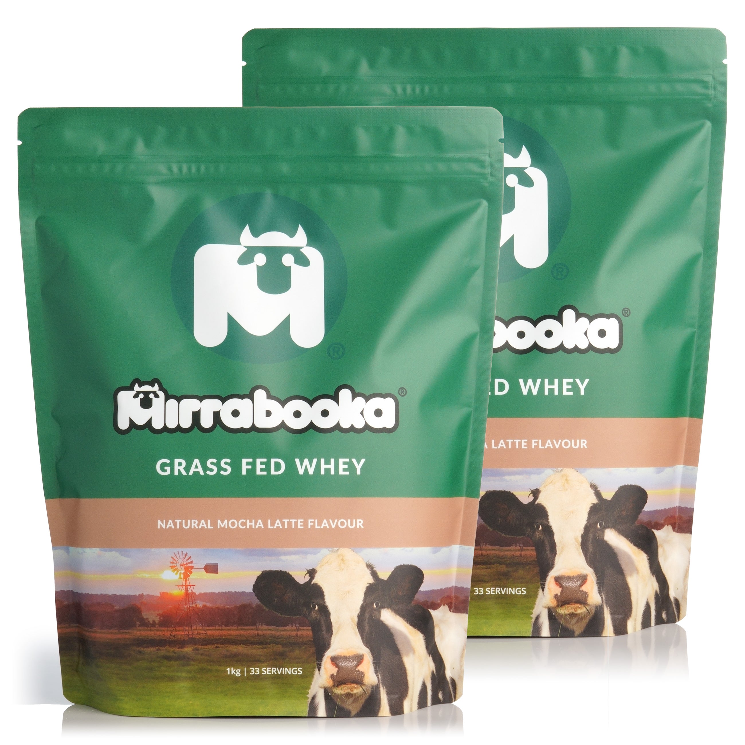 Grass Fed Whey Protein 2 x 1kg Mocha Latte Twin Pack
