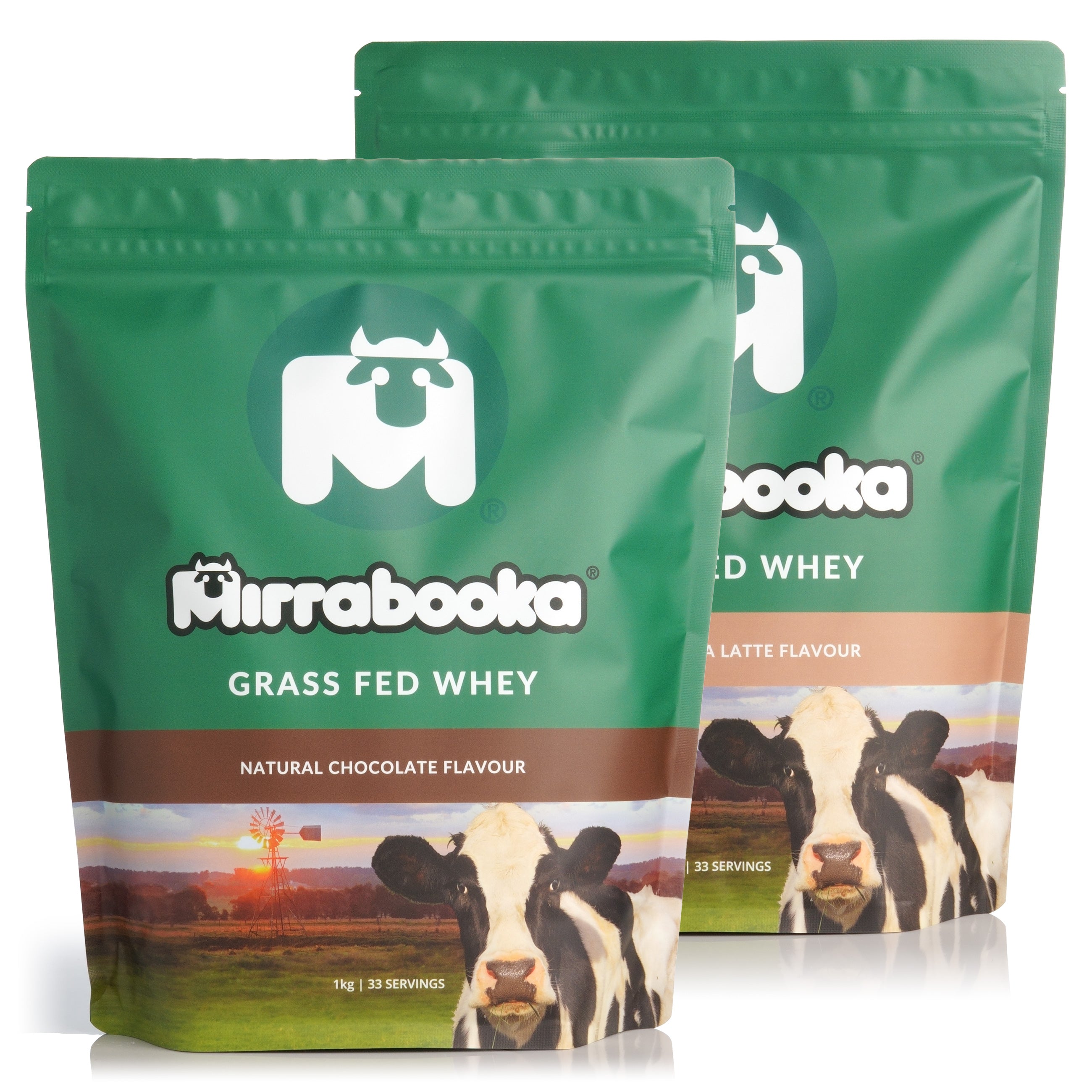 Grass Fed Whey Protein 1kg Mocha & 1kg Chocolate Duo Pack