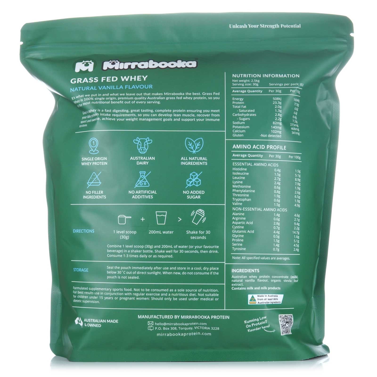 Grass Fed Whey Protein Vanilla 2.5kg (83 servings)