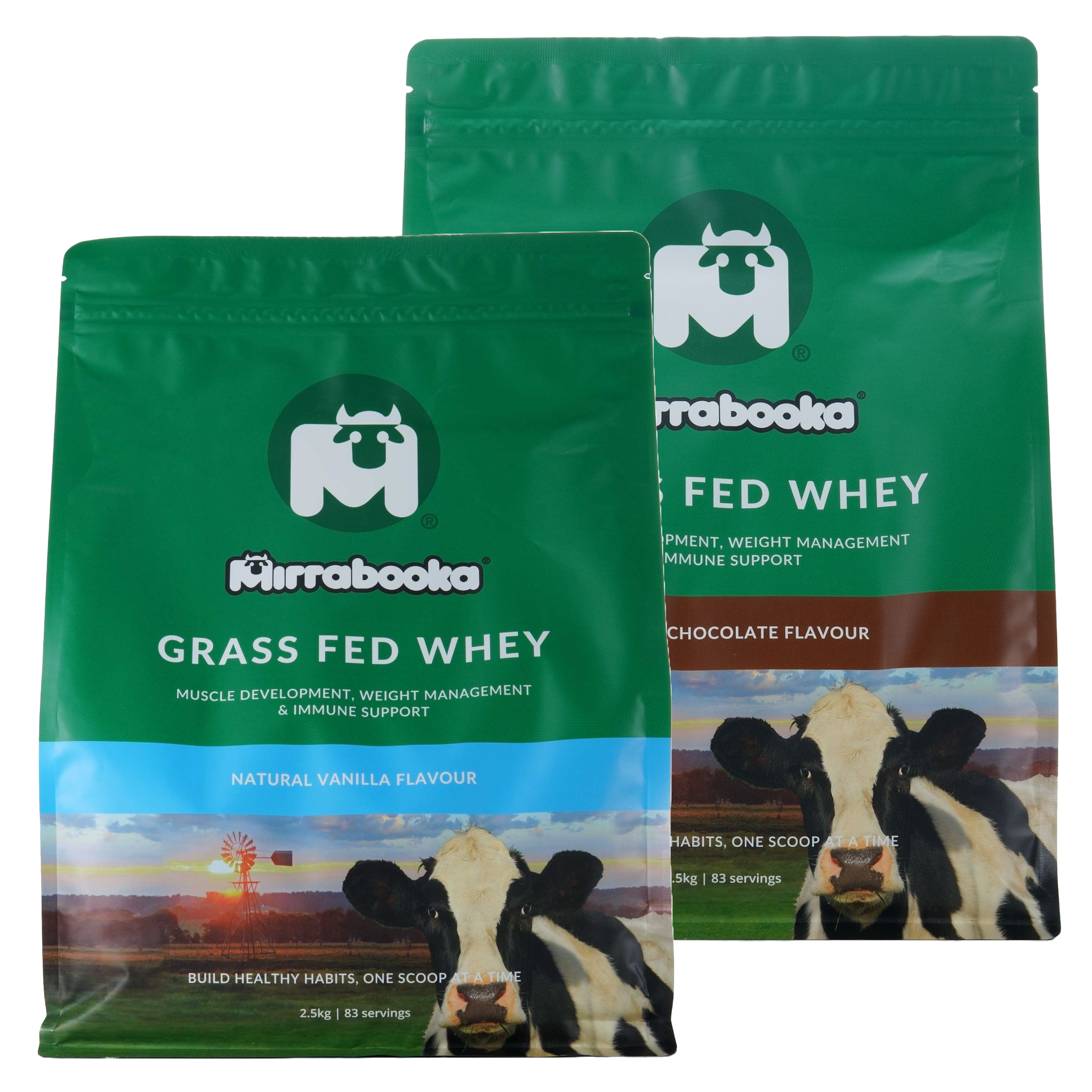 Grass Fed Whey Protein 2.5kg Vanilla & 2.5kg Chocolate Most Popular Duo Pack