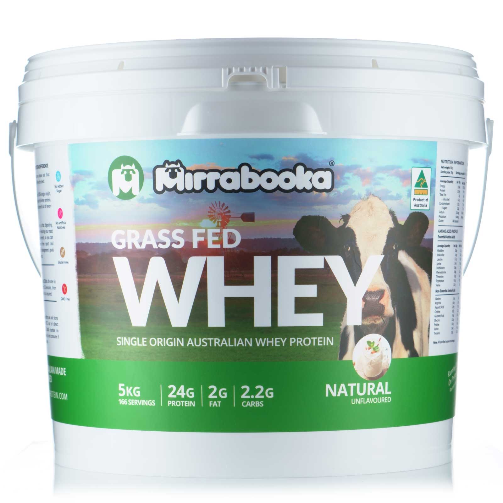 Grass Fed Whey Protein Unflavoured Natural 5kg (166 servings)