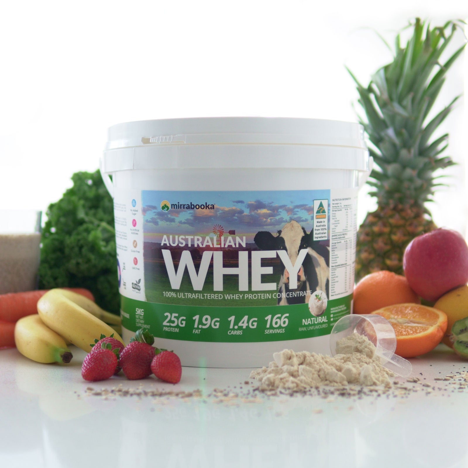 Grass Fed Whey Protein Unflavoured Natural 5kg (166 servings)